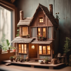 Popsicle Stick and Cardboard Miniature House