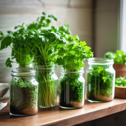 Repurposed Glass Jar Herb Garden