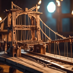 Medieval Bridge Model with Electric Pulley and Constant Speed Cart System