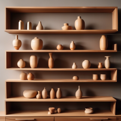 Wood Offset Shelving for Glass Vase Display