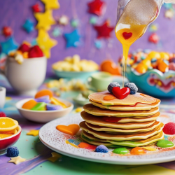 Colorful Pancake Art for Four Girls