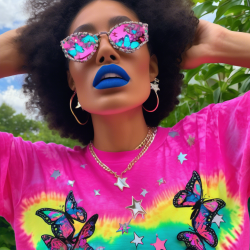 Y2K-Inspired Customized Tie-Dye Tee with Bold Accents