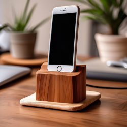 Wooden Smartphone Stand with Cable Holder