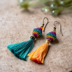Beaded Tassel Earrings