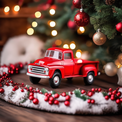Vintage Red Truck Christmas Tree Collar