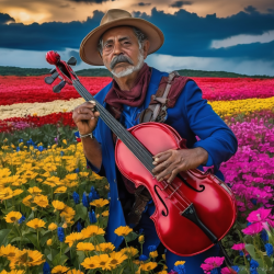 Escultura do Soldadinho de Chumbo com Mochila de Flores em Argila e Papel Machê