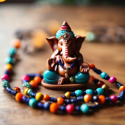 Hanging Ganesha Charm with Beaded Accent