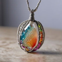 Beaded Wire Wrapped Pendant Necklace