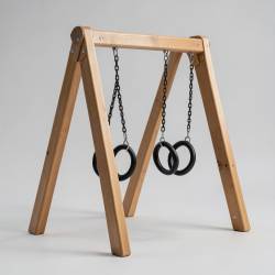 Wooden Frame Swing Set with Two Hoops