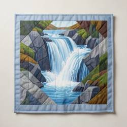 Waterfall in Iceland Foundation Paper Piecing Quilt Block