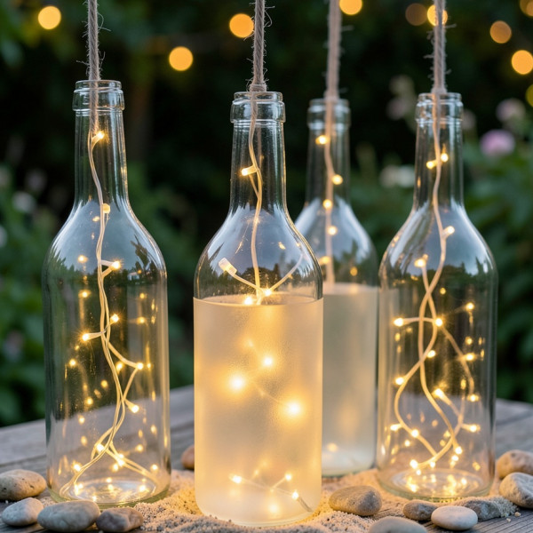 Upcycled Wine Bottle Garden Lights