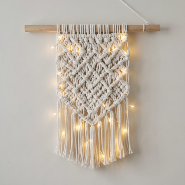 Macramé Wall Hanging with LED Lighting