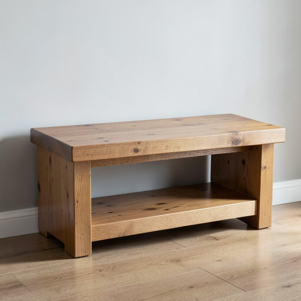 Rustic Wooden Entryway Bench with Storage