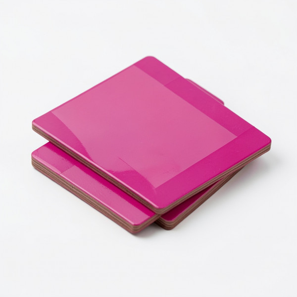 Magenta Pink Painted Wooden Coasters