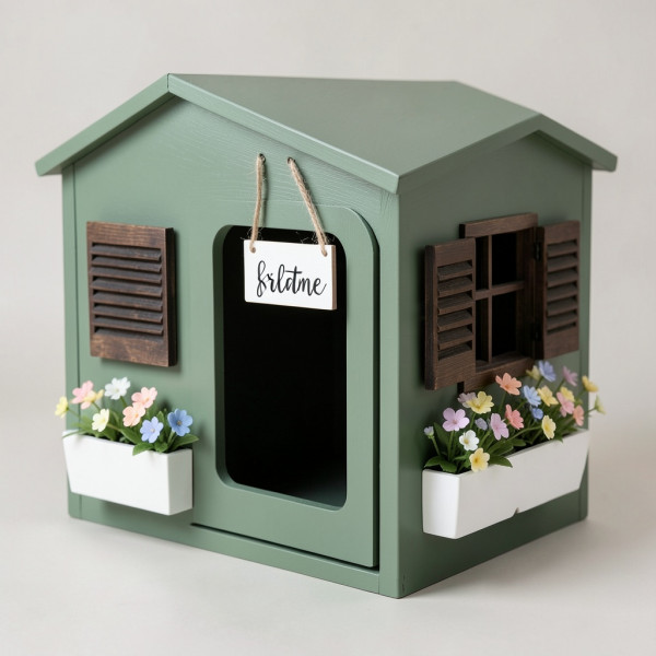 Ikea Hol Sidetable Dog House with Custom Cutouts and Decorative Accents