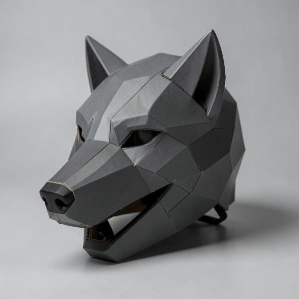 Cardboard Wolf Head Helmet Pattern