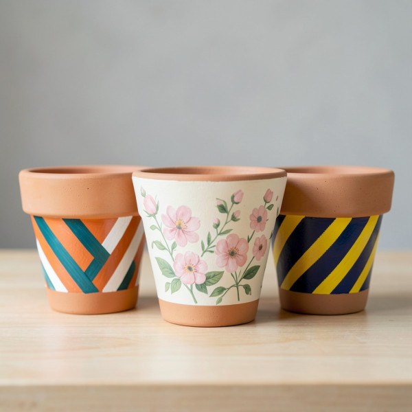 Hand-Painted Terra Cotta Plant Pots
