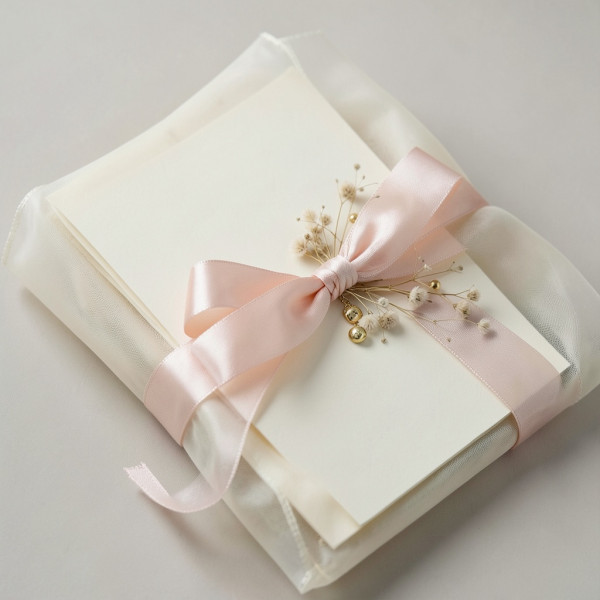 Elegant Fabric-Wrapped Wedding Invitation Cards