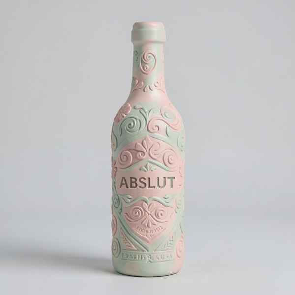 Decorative Clay-Covered Vodka Bottle Art